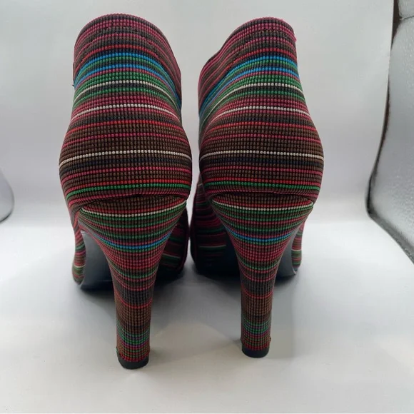 United Nude Fold Hi Colorful Striped Heeled Booties - Picture 6 of 8